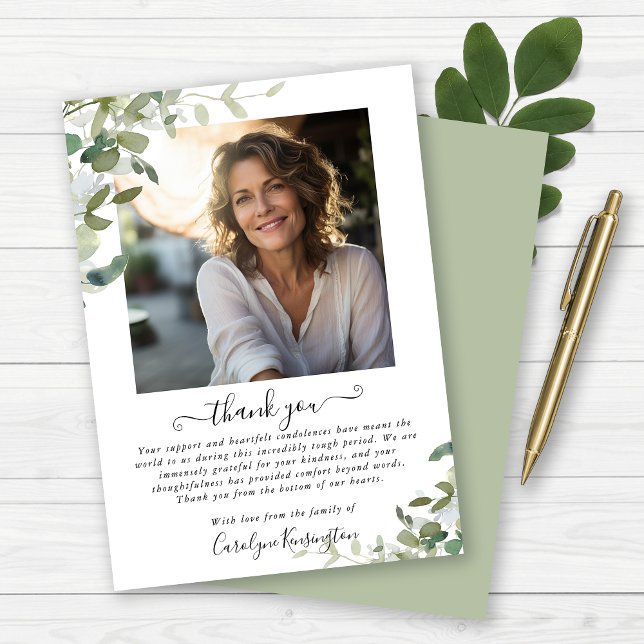 Beerdigung von Aquarellgrün Danke (Watercolor Greenery Funeral Thank You Card)