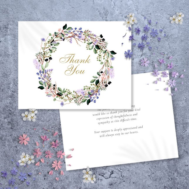 Beerdigung von Lavendel Dankeskarte (Lavender Floral Funeral Celebration Of Life Thank You Card)