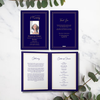 Beerdigung von Navy & Gold Service Foto Card Karte