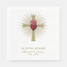 Beerdigung von Rote Rosen mit Goldkreuz Serviette