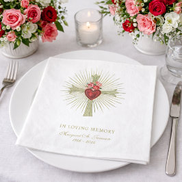 Beerdigung von Rote Rosen mit Goldkreuz Serviette