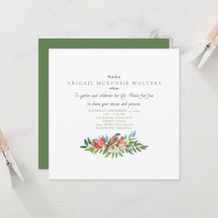 Beerdigung von Vögeln und Granatapfel - Lebensfeie Einladung