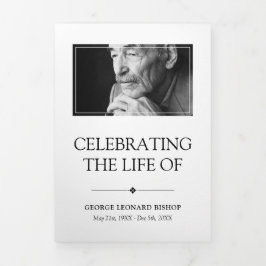 Beerdigung von weißem Minimalistischem Foto Dreifach-gefaltete Programmkarte