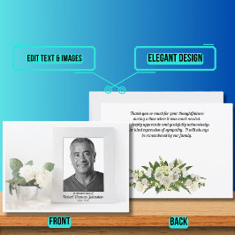 Beerdigung Weiße Blume und Foto Beileid Dankeskarte