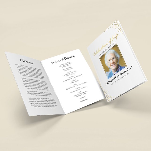 Beerdigung | White Gold Order of Service Card Programm (Von Creator hochgeladen)