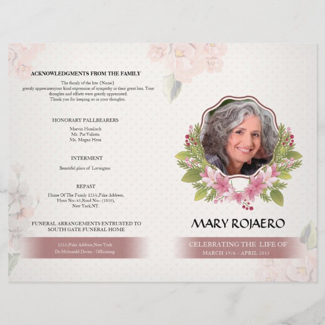 Beerdigungsauftrag des Flyers des Dienstprogramms (Vorderseite)