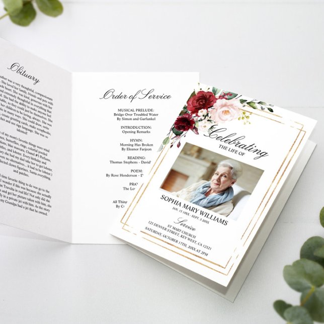 Beerdigungsauftrag & florales Gedenkprogramm Karte (Von Creator hochgeladen)