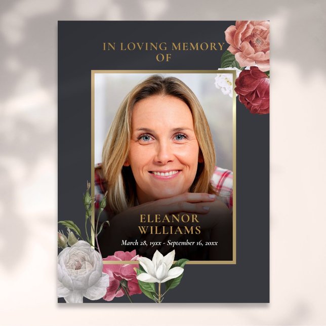 Beerdigungsdenkmal Blumenfeier Foto Poster (Funeral Memorial Floral Photo Celebration Of Life Poster)