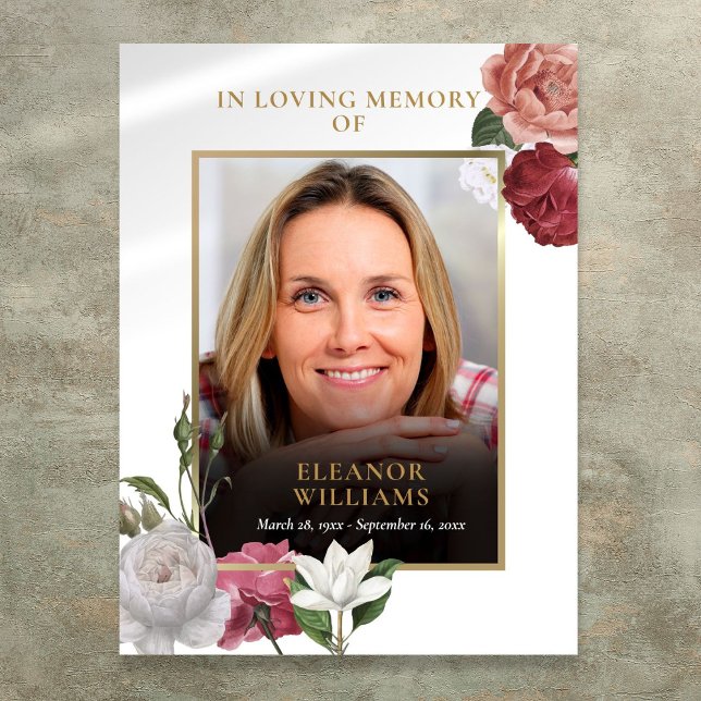 Beerdigungsdenkmal Blumenfeier Foto Poster (Funeral Memorial Floral Photo Celebration Of Life Poster)