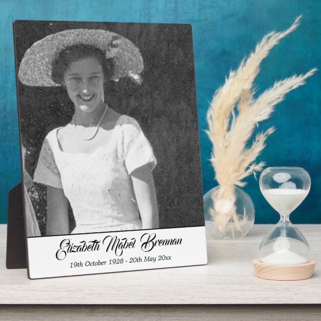 Beerdigungsdenkmal im Schwarz-Weiß-Foto Fotoplatte (Seite)