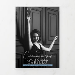 Beerdigungsdenkprogramm - Fotos Dreifach Gefaltete Einladung