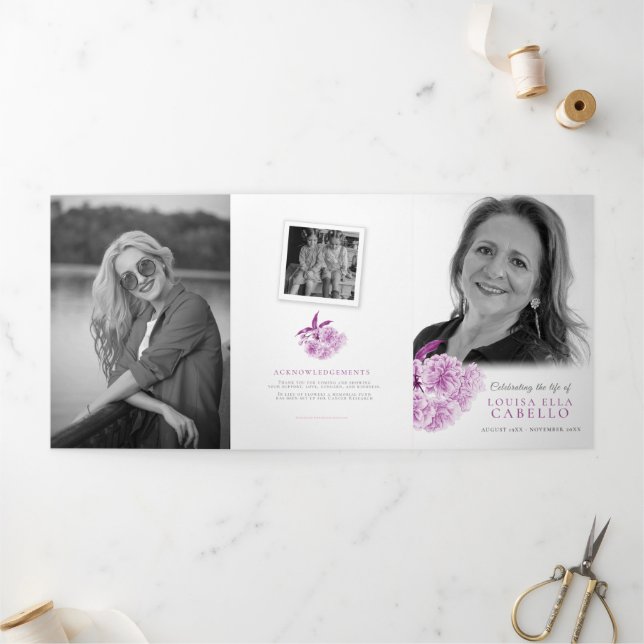 Beerdigungsdienst lila Blütenstände Fotos Dreifach-gefaltete Programmkarte (Außenbereich)