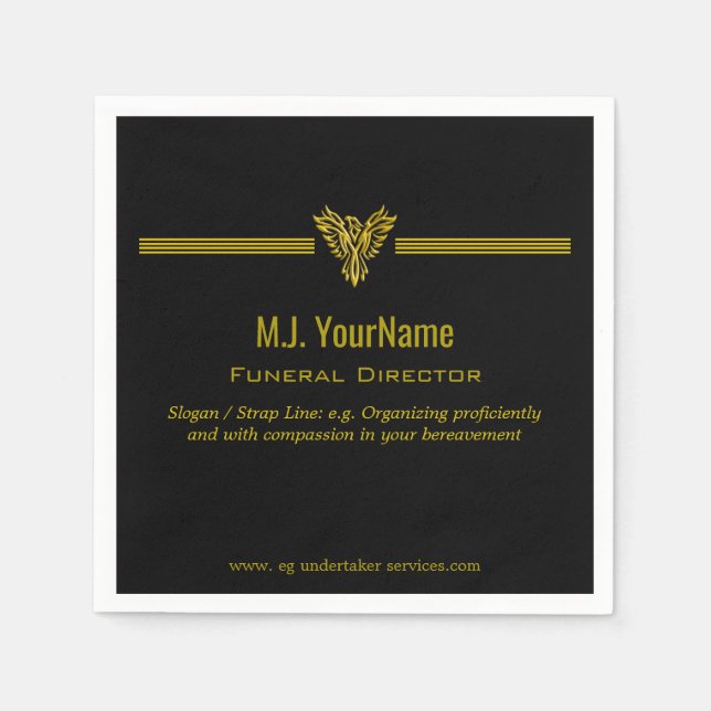 Beerdigungsdirektor, Goldstreifen und steigender P Serviette (Vorderseite)