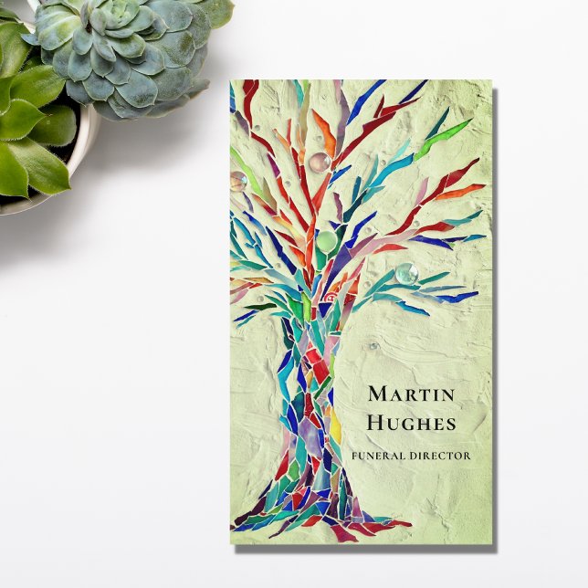 Beerdigungsdirektorbaum grün visitenkarte (Von Creator hochgeladen)