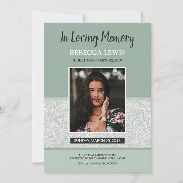 Beerdigungskarte (Vorderseite)