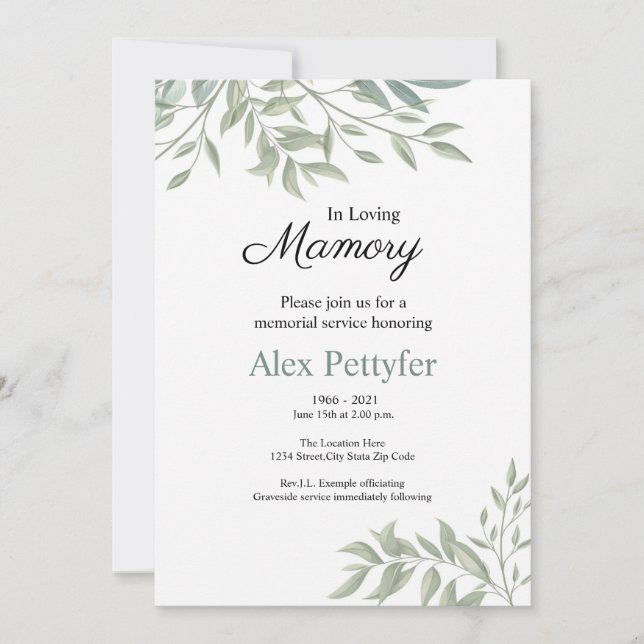 Beerdigungskarte Ankündigung (Vorderseite)