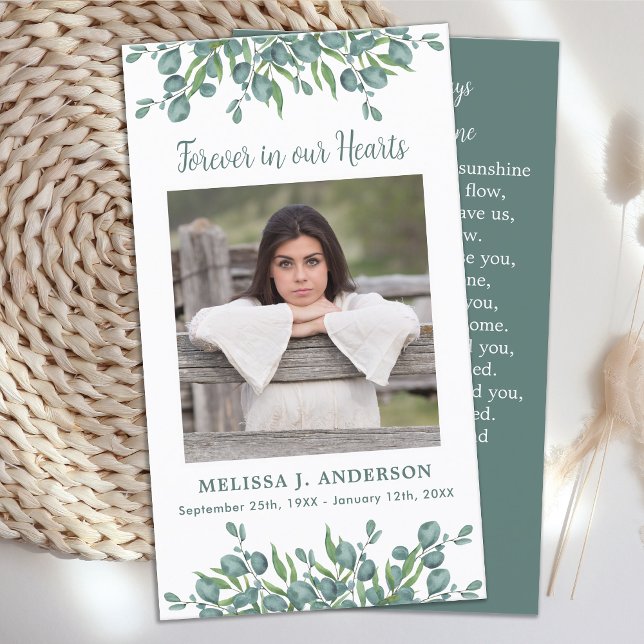 Beerdigungskarte Eukalyptus Beileid Foto Telefonnummerkarte (Von Creator hochgeladen)
