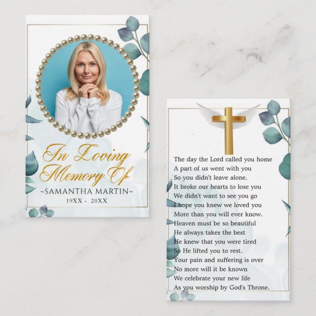 Beerdigungskarte für das Foto Foliage Visitenkarte (Vorne/Hinten)