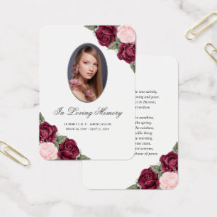 Beerdigungskarte für das Gebet: Rotes Rosa Aquarel