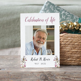 Beerdigungskarte mit Foto Burgund Blume Begleitkarte