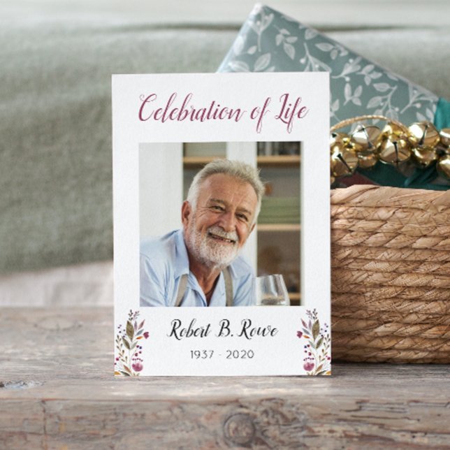 Beerdigungskarte mit Foto Burgund Blume Begleitkarte (Von Creator hochgeladen)