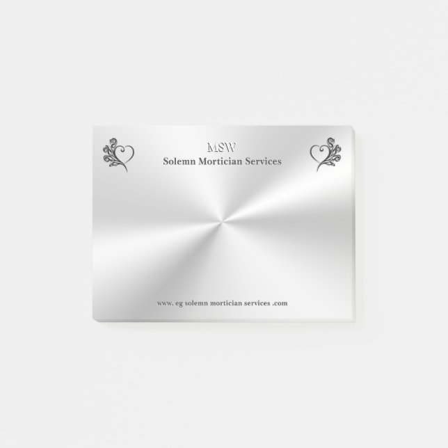 Beerdigungsleistungen, Herz und Rose Post-it Klebezettel (Vorderseite)