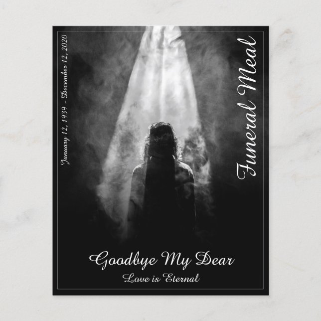 Beerdigungsmenü Karte ins Licht (Vorderseite)