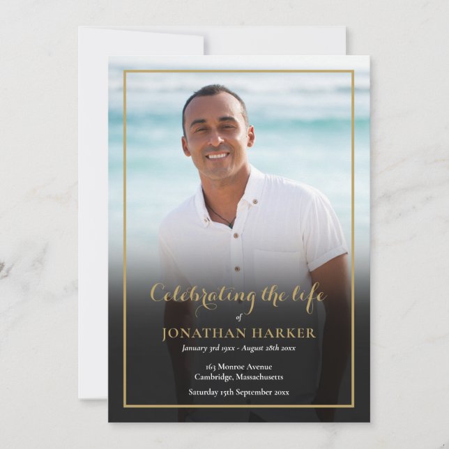 Beerdigungsnachweis Foto-Reihenfolge des Dienstpro Einladung (Vorderseite)