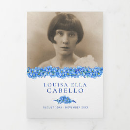 Beerdigungsprogramm Blue vergiss-me-not-Blume Dreifach-gefaltete Programmkarte