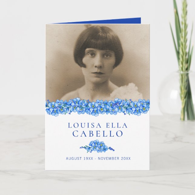 Beerdigungsprogramm Blue vergiss-me-not-Blume Programm (Vorderseite)