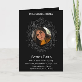 Beerdigungsprogramm Foto im barocken Kranz Dankeskarte