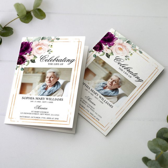 Beerdigungsprogramm für lila Beerdigung | Dienstpl (Von Creator hochgeladen)