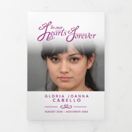 Beerdigungsprogramm in unseren Herzen Maulbeere Dreifach-gefaltete Programmkarte