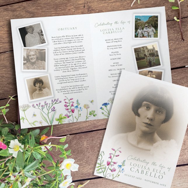 Beerdigungsprogramm Wildblume Bienen Fotos Programm (Von Creator hochgeladen)