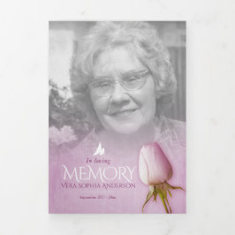 Beerdigungsprogrammordnung lila Rose Dreifach-gefaltete Programmkarte