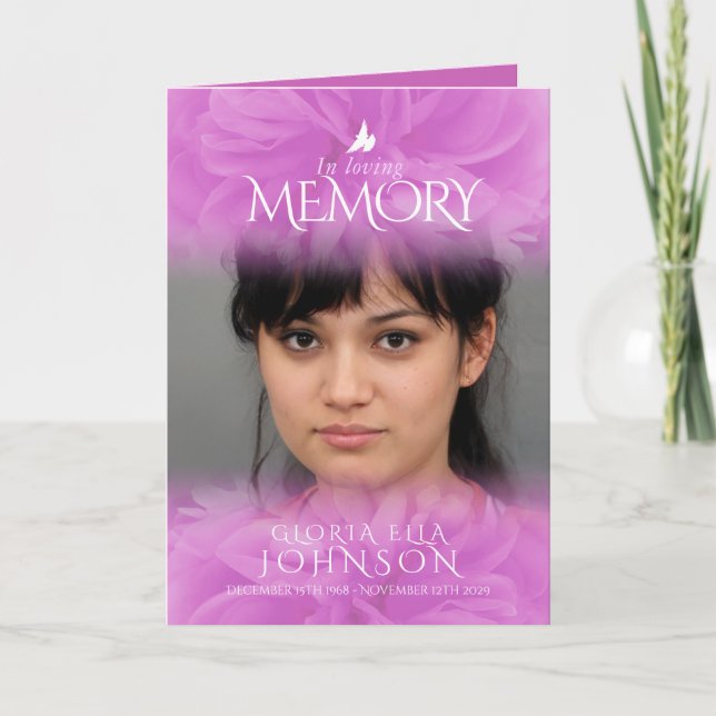 Beerdigungsprogrammordnung lila Rose Foto Programm (Vorderseite)