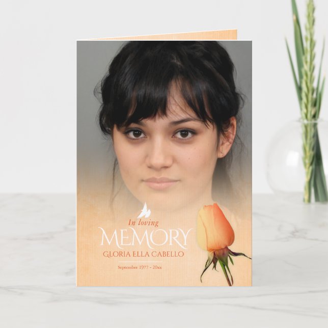 Beerdigungsprogrammordnung Orangenfarbene Rose Programm (Vorderseite)