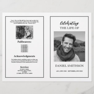 Beerdigungsreihenfolge Schwarz-weiß Flyer