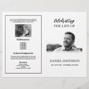 Beerdigungsreihenfolge zum Schwarz-Weiß-Feiern Flyer