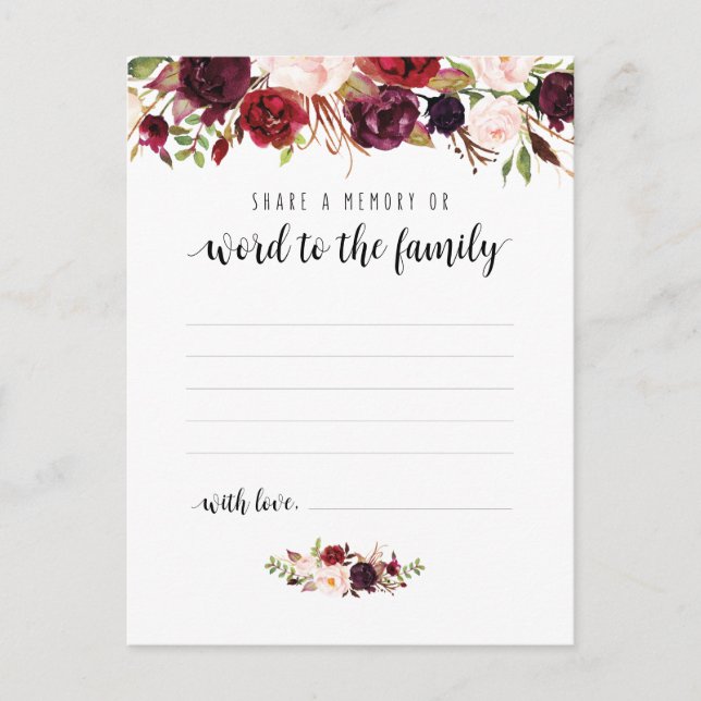 Beerdigungsservice, Burgund, Speicherkarte freigeb Postkarte (Vorderseite)