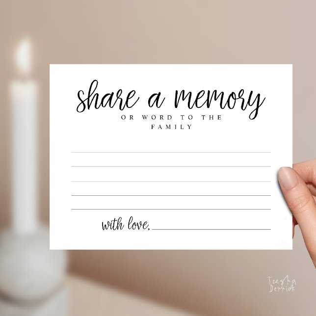 Beerdigungsservice, Gedächtnis teilen, Sympathieka Postkarte (Funeral Service, Share a memory, Sympathy Card, or word to family, Condolence card in Black White)