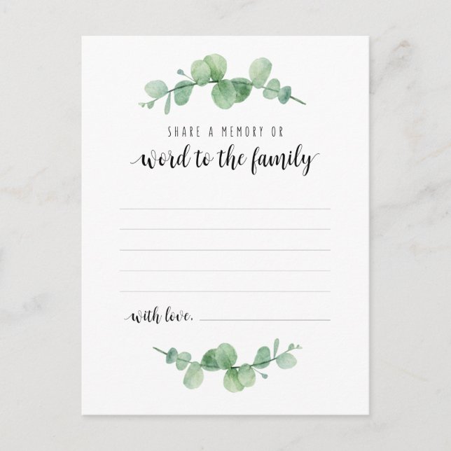 Beerdigungsservice, Grüne, Speicherkarte freigeben Postkarte (Vorderseite)