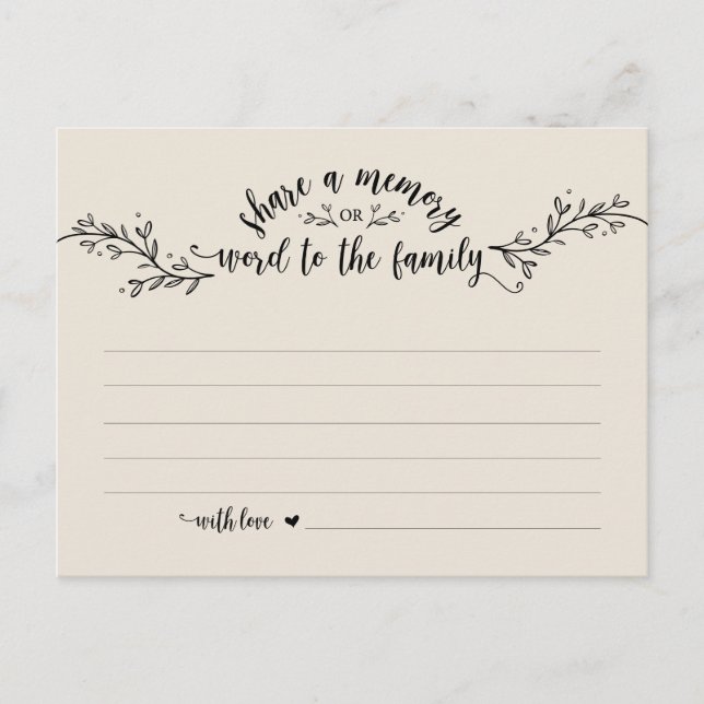 Beerdigungsservice, Rustikale Creme, Speicherkarte Postkarte (Vorderseite)