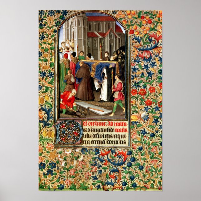 Beerdigungszession mit Grabgraben Poster (Vorne)