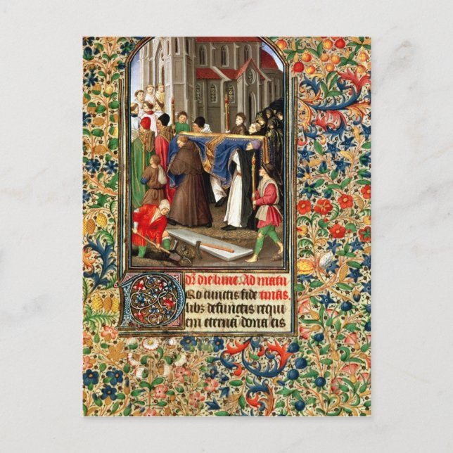 Beerdigungszession mit Grabgraben Postkarte (Vorderseite)