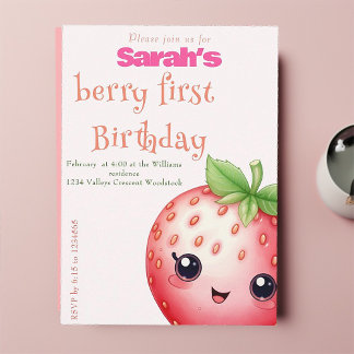 Beere Einladung zum ersten Geburtstag