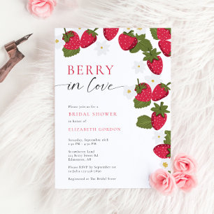 Beere in Liebe Erdbeer-Hochzeitsdusche Floral Einladung