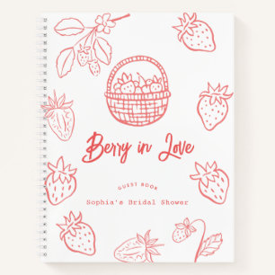 Beere in Liebe Handgezeichnete Erdbeere Brautparty Notizbuch