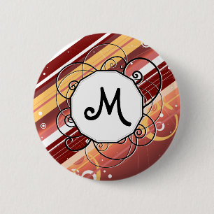 Beere küsst Modern-Retro Streifen mit Monogramm Button