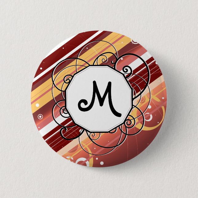 Beere küsst Modern-Retro Streifen mit Monogramm Button (Vorderseite)